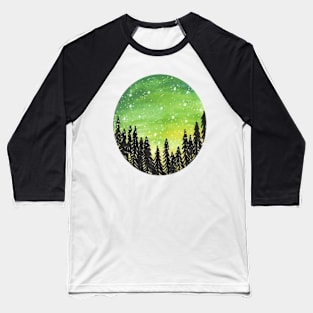 Watercolor Wilderness Tree Design Baseball T-Shirt